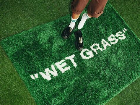 fake off white wet grass rug